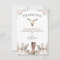 Western Cowgirl Boot Birthday Thank You Card