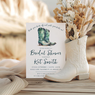 Western Cowgirl Boots and Flowers Bridal Shower Invitation