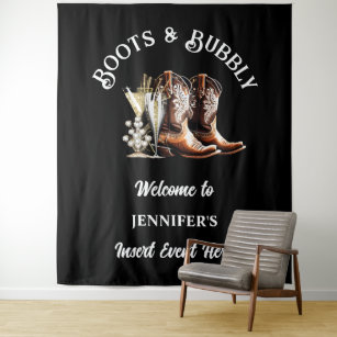 Western cowgirl boots black white bubbly chic  tapestry