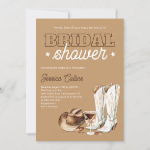 Western Cowgirl Boots Brown Country Bridal Shower Invitation
