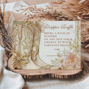 Western Cowgirl Boots Floral Diapper Raffle  Enclosure Card