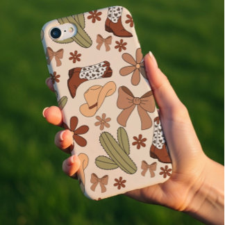 Western Cowgirl Boots Pattern Phone Case