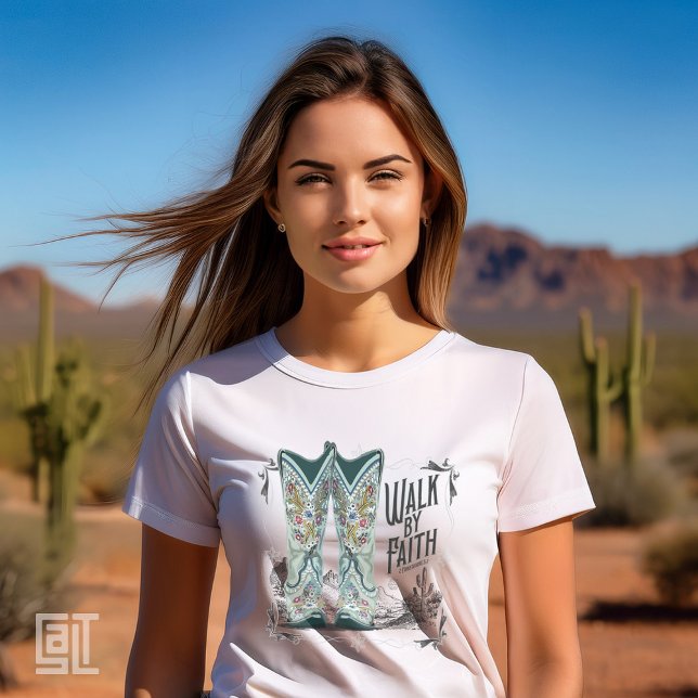 Western Cowgirl Boots Walk By Faith Christian Insp Tri-Blend Shirt (Creator Uploaded)
