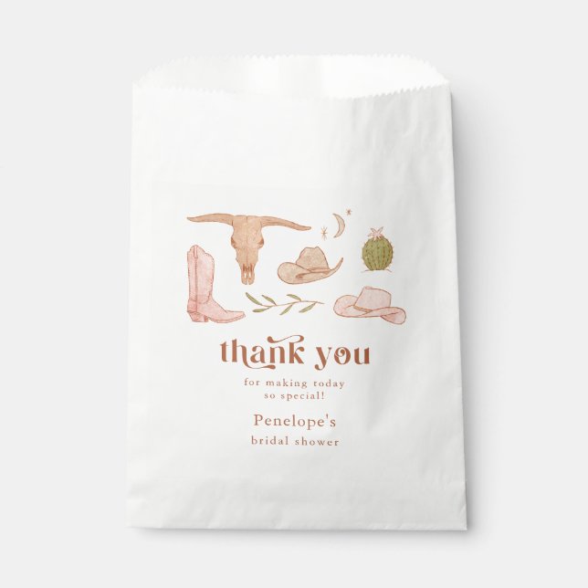 Western Cowgirl Bridal Shower  Favour Bags (Front)