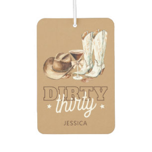 Western Cowgirl Brown Dirty Thirty 30th Birthday Car Air Freshener