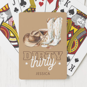 Western Cowgirl Brown Dirty Thirty 30th Birthday Playing Cards