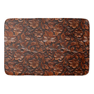 Western Cowgirl Brown Floral Bath Mat