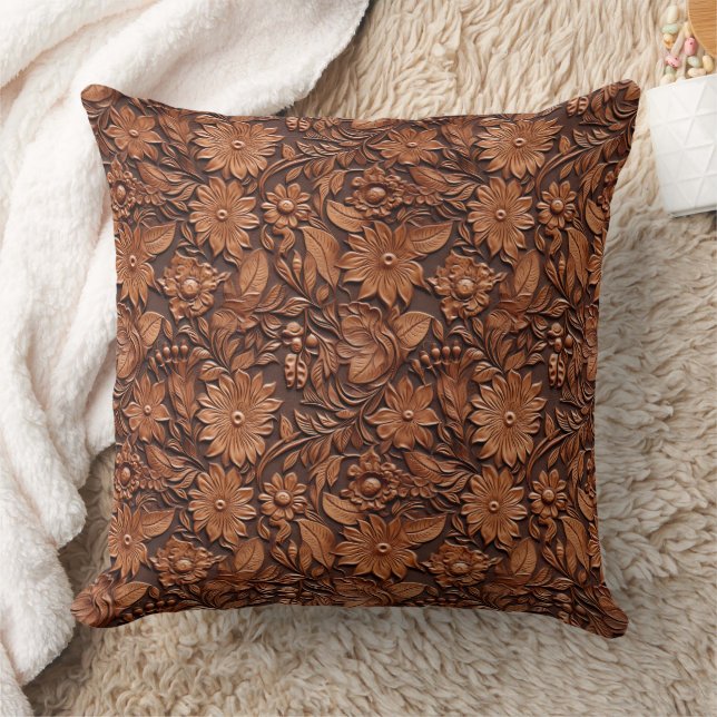 Western Cowgirl Brown Floral Cushion (Blanket)