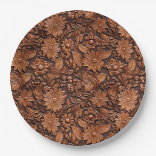 Western Cowgirl Brown Floral Paper Plate