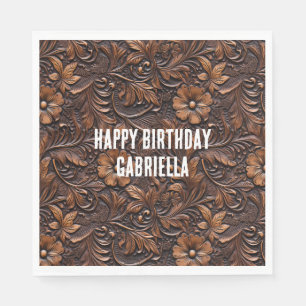 Western Cowgirl Brown Flowers Napkin