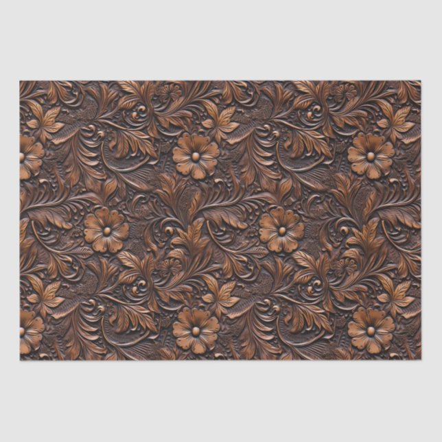 Western Cowgirl Brown Flowers Tissue Paper (Front)