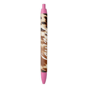 Western Cowgirl Brown White Cowhide Black Ink Pen