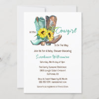 Western cowgirl cowboy boots sunflower baby shower