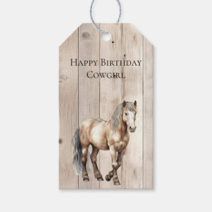 Western Cowgirl Cowboy Horse Faux Wood Gift Tags