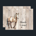 Western Cowgirl Cowboy Horse Faux Wood Postcard<br><div class="desc">Western Cowgirl Cowboy Horse Faux Wood</div>
