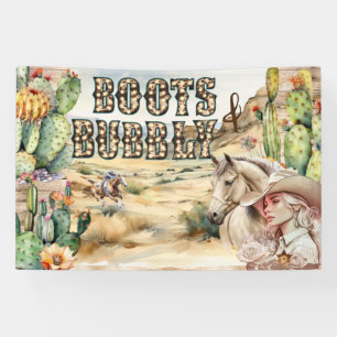 Western cowgirl cowboy rustic desert cactus banner