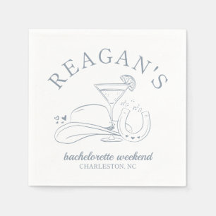 Western Cowgirl Cute Hand Drawn Bachelorette Party Napkin