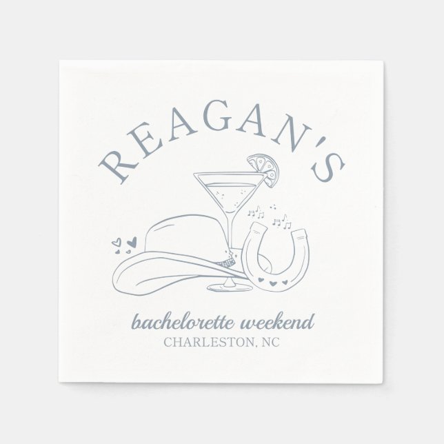 Western Cowgirl Cute Hand Drawn Bachelorette Party Napkin (Front)