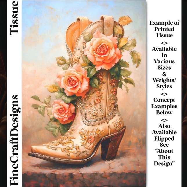 Western Cowgirl Fashion Boot Roses DF9LF Decoupage Tissue Paper (Creator Uploaded)