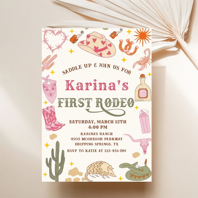 Western Cowgirl First Rodeo 1st Birthday Party  Invitation (Creator Uploaded)