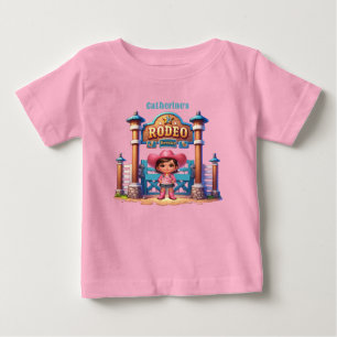 Western Cowgirl First Rodeo Birthday Custom Baby T-Shirt