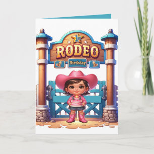 Western Cowgirl First Rodeo Birthday Custom Card