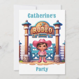 Western Cowgirl First Rodeo Birthday Custom Invitation