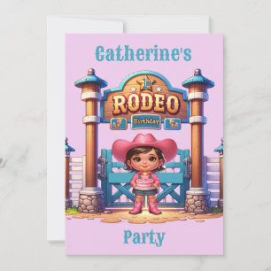 Western Cowgirl First Rodeo Birthday Custom Invitation