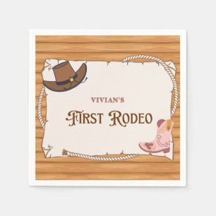 Western Cowgirl First Rodeo Birthday Napkin