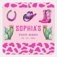 Western Cowgirl First Rodeo Pink Girls Birthday