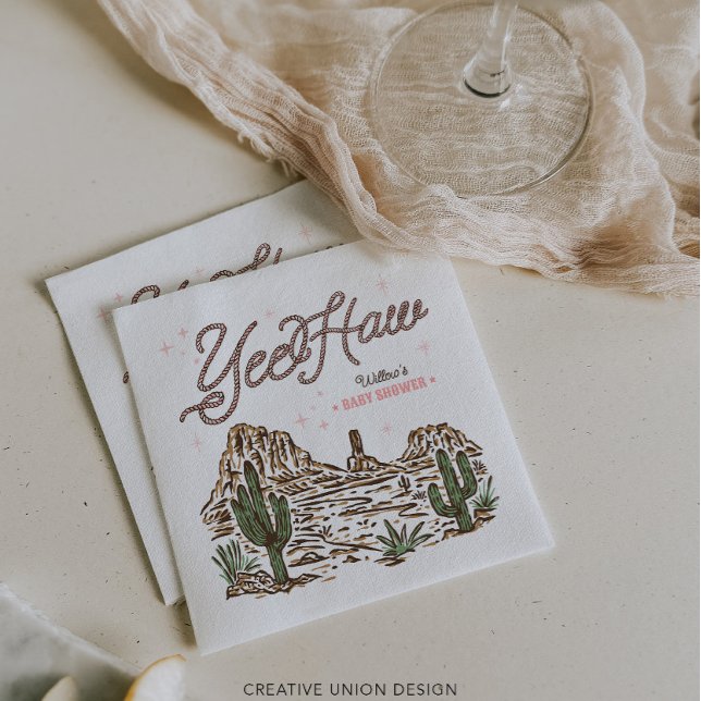 Western Cowgirl Girl Baby Shower Napkin (Creator Uploaded)