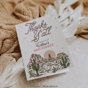 Western Cowgirl Girl Baby Shower Thank You Cards