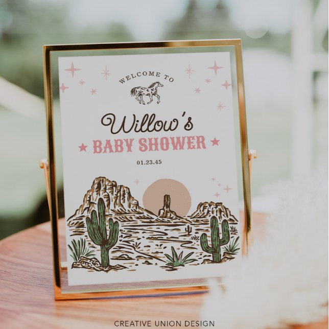 Western Cowgirl Girl Baby Shower Welcome Sign (Creator Uploaded)
