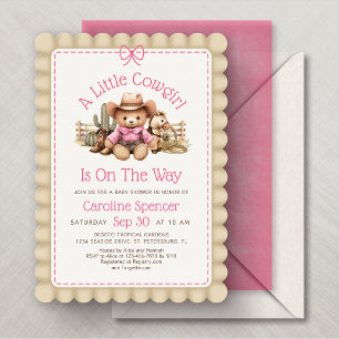 Western Cowgirl Girls Pink Baby Shower Invitation