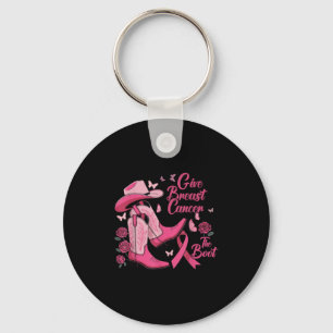 Western Cowgirl Give Breast Cancer The Boot Awaren Key Ring