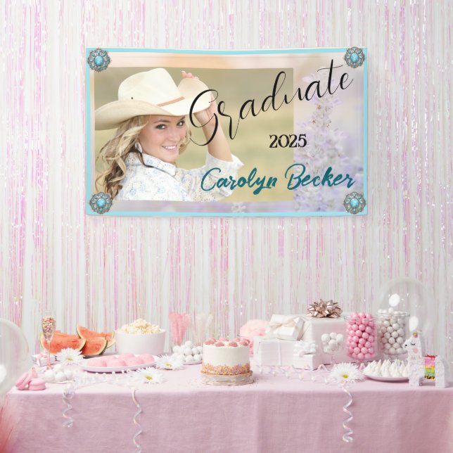 Western Cowgirl Graduation Photo Banner (Party)