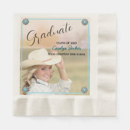 Western Cowgirl Graduation Photo Paper Napkin