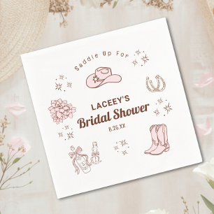 Western Cowgirl Hand Drawn Bridal Shower Napkin