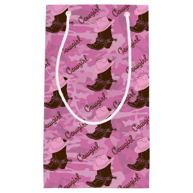 Western Cowgirl Hat and Boots Print Gift Bag (Front)