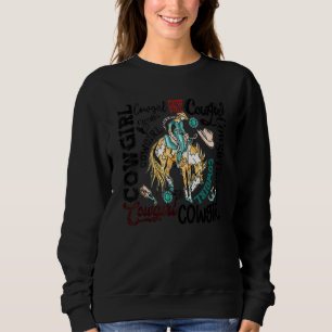 Western Cowgirl Hat Cowgirl Boots Turquoise Sweatshirt