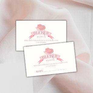 Western Cowgirl Hat Diaprer Raffle Baby Shower Enclosure Card