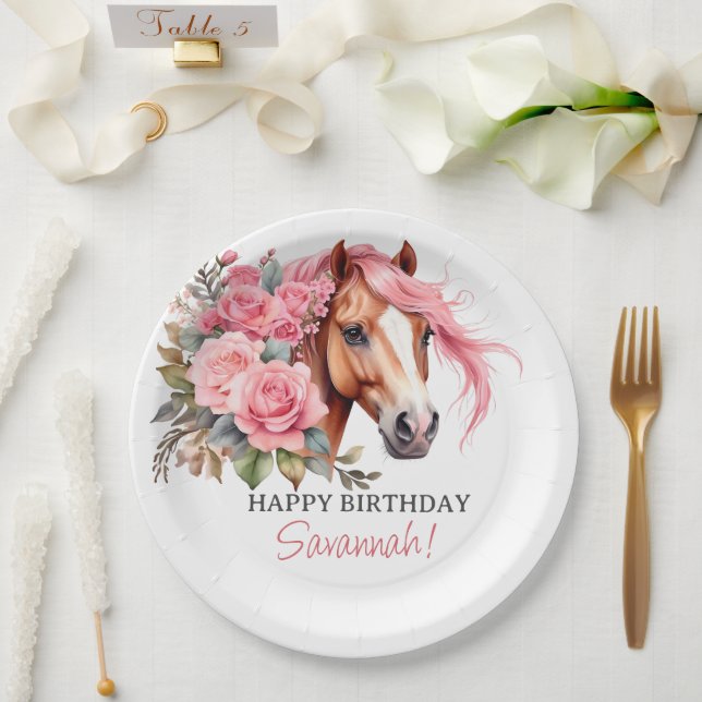Western Cowgirl Horse Birthday Party Paper Plate (Wedding)