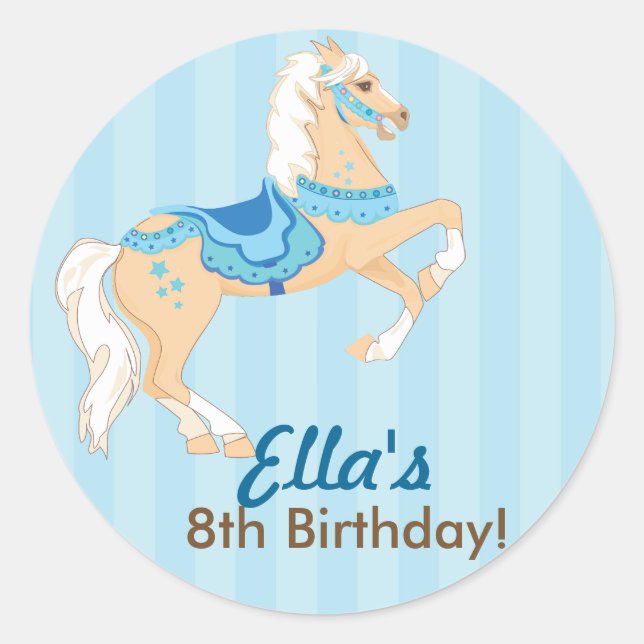 Western Cowgirl Horse Birthday Party stickers (Front)