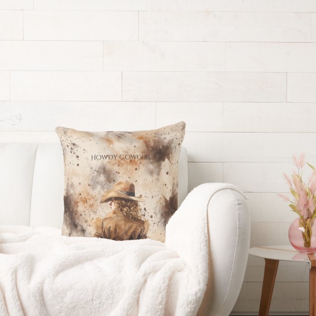 Western Cowgirl Horse Floral Cushion (Couch)