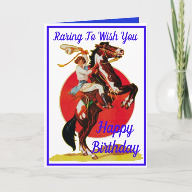 Western Cowgirl Horse Happy Birthday Holiday Card (Front)