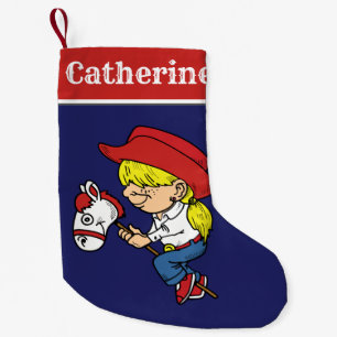 Western Cowgirl Kid On Stick Horse Small Christmas Stocking