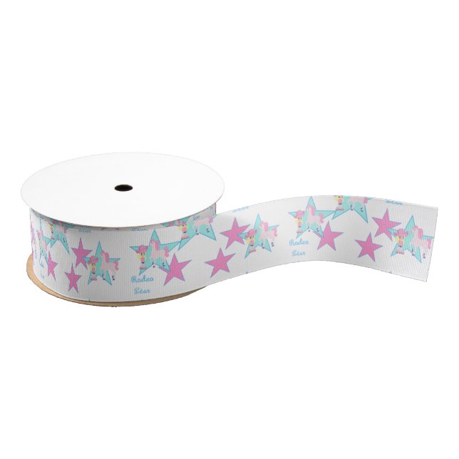 Western Cowgirl Kid With Horse Rodeo Star 1 1/2" Grosgrain Ribbon (Spool)