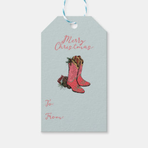 Western Cowgirl Merry Christmas To From Gift Tag