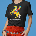 Western Cowgirl on a Horse Custom Message Graphic T-Shirt<br><div class="desc">Ride in style with this fun graphic tee featuring a retro style illustration of a cowgirl riding a horse. Below is a spot to add your own message or slogan in white Western style letters.</div>