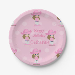 Western Cowgirl Party Pink Paper Plate